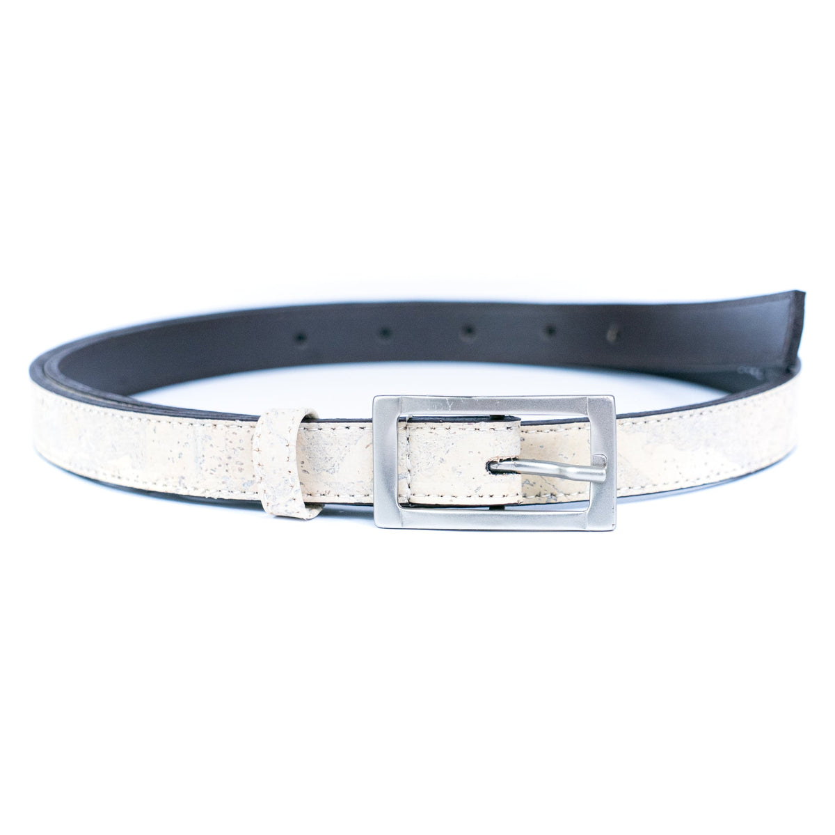 Cinto Fino de Cortiça com Fivela Retangular MB Cork L-1106 para Mulher