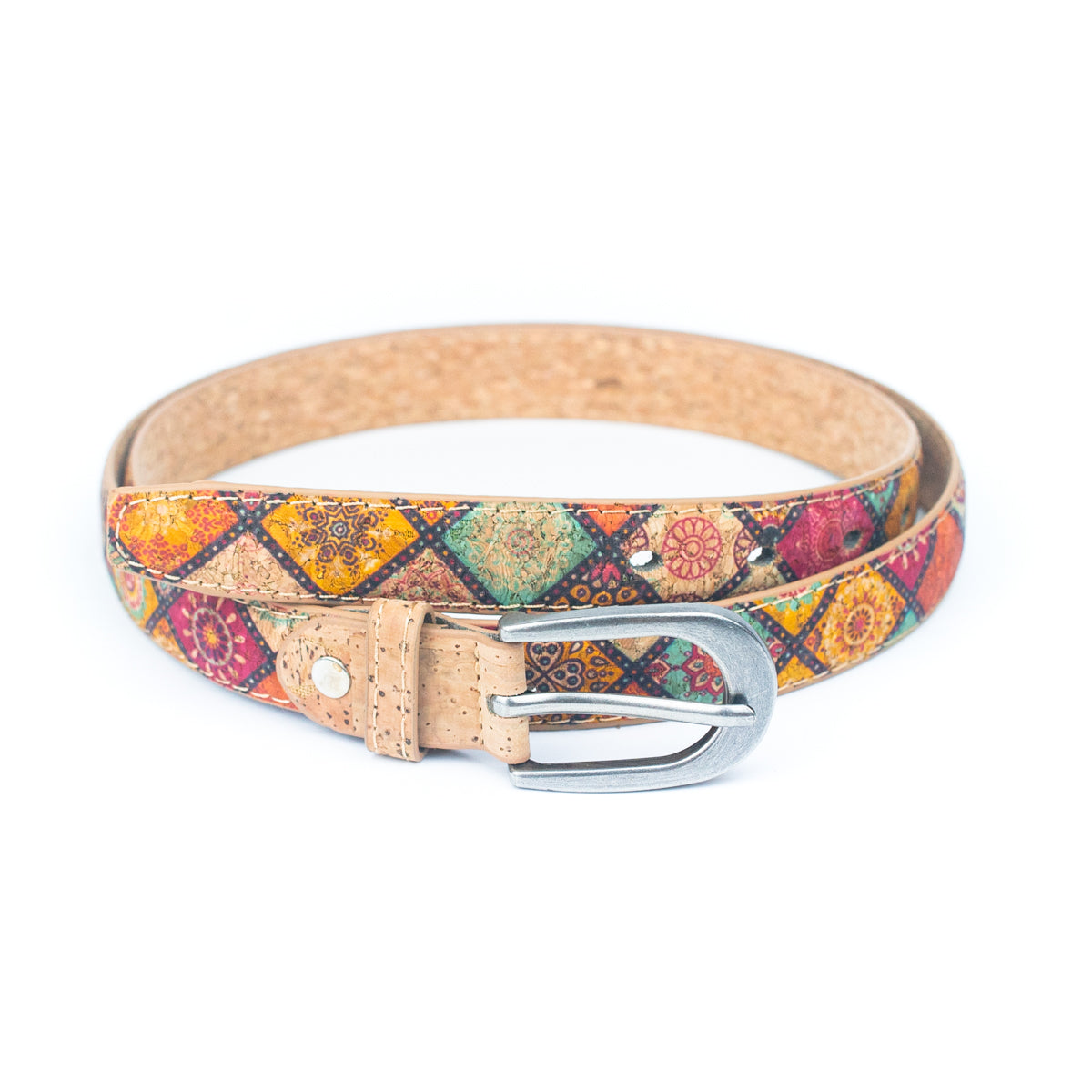Cinto de Cortiça com Estampado Floral MB Cork L-1026 para Mulher – 2,8 cm
