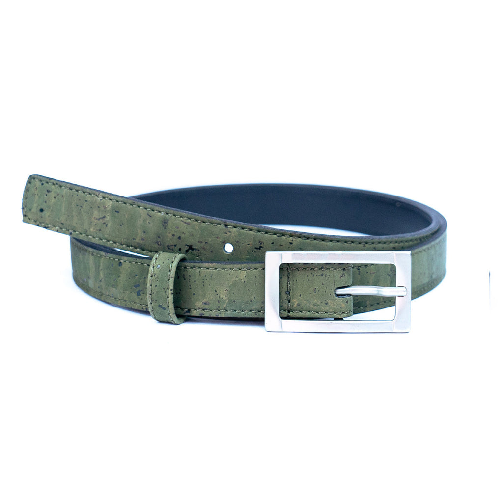Cinto Fino de Cortiça com Fivela Retangular MB Cork L-1066 para Mulher