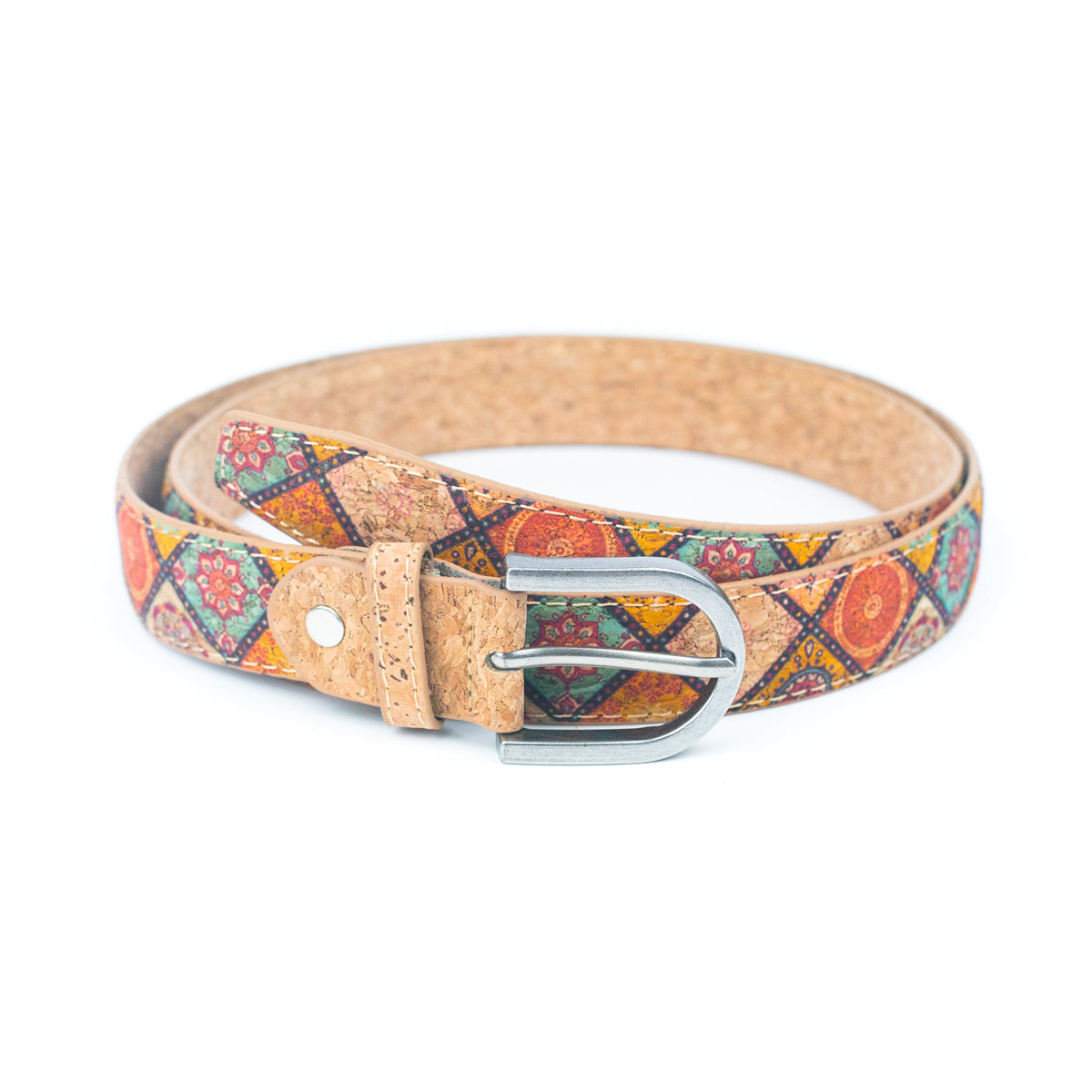 Cinto de Cortiça com Estampado Floral MB Cork L-1027 para Mulher – 2,8 cm