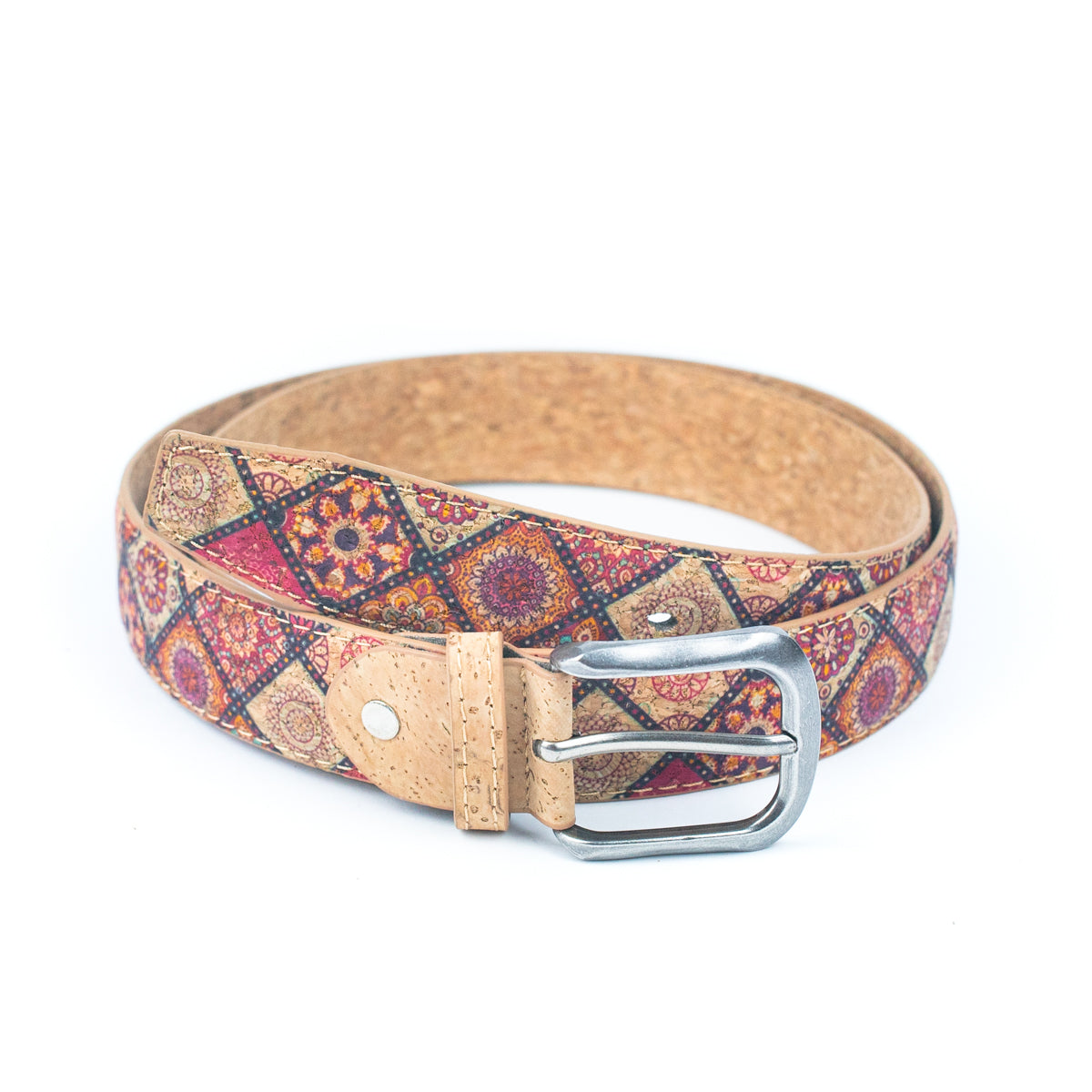 Cinto de Cortiça com Estampado Floral MB Cork L-1028 para Mulher – 3,3 cm
