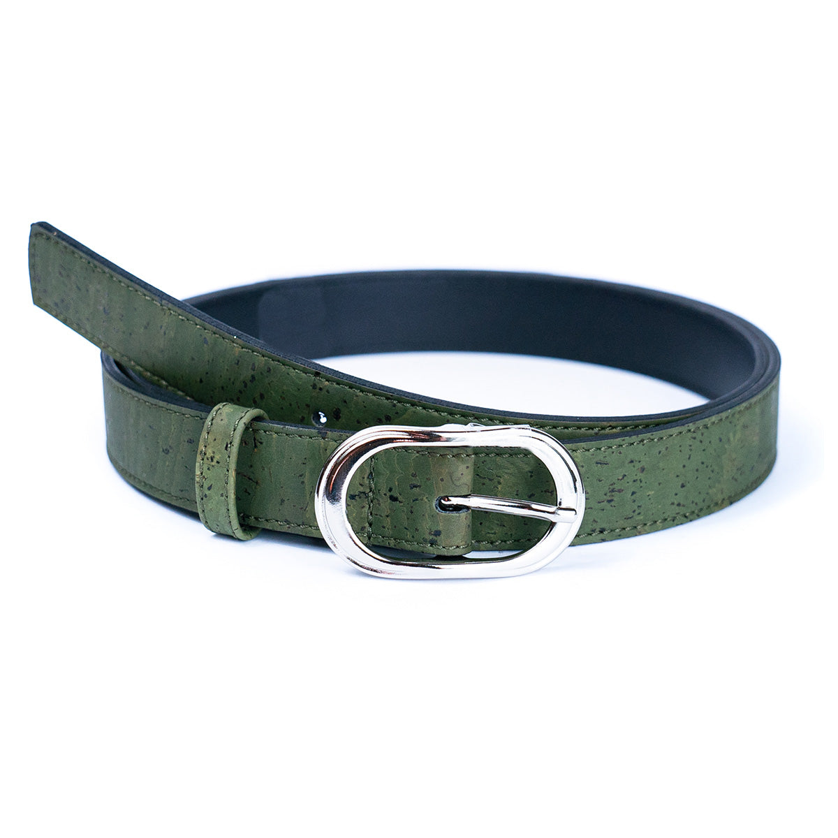 Cinto Fino de Cortiça com Fivela Prateada MB Cork L-1061 para Mulher