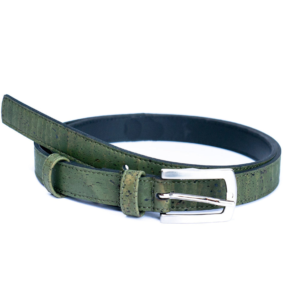 Cinto Fino de Cortiça com Fivela Retangular MB Cork L-1062 para Mulher