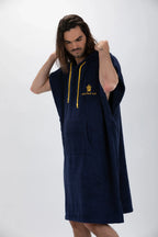 Poncho de Surf Pacifique Sud em Algodão sem Mangas – Azul-marinho, Tamanho L