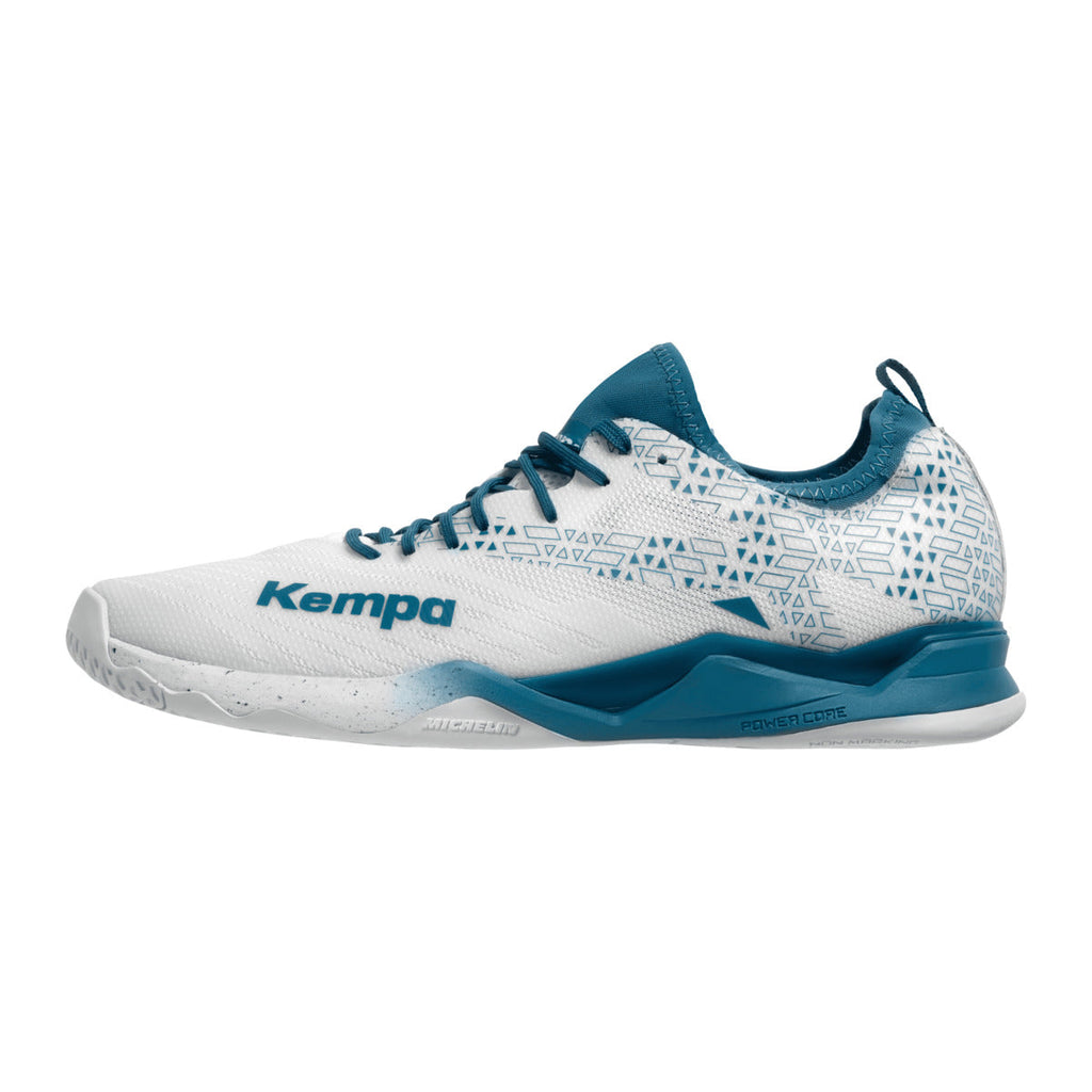 Sapatilhas de Andebol Kempa Wing Lite 2.0 – Branco e Azul-petróleo
