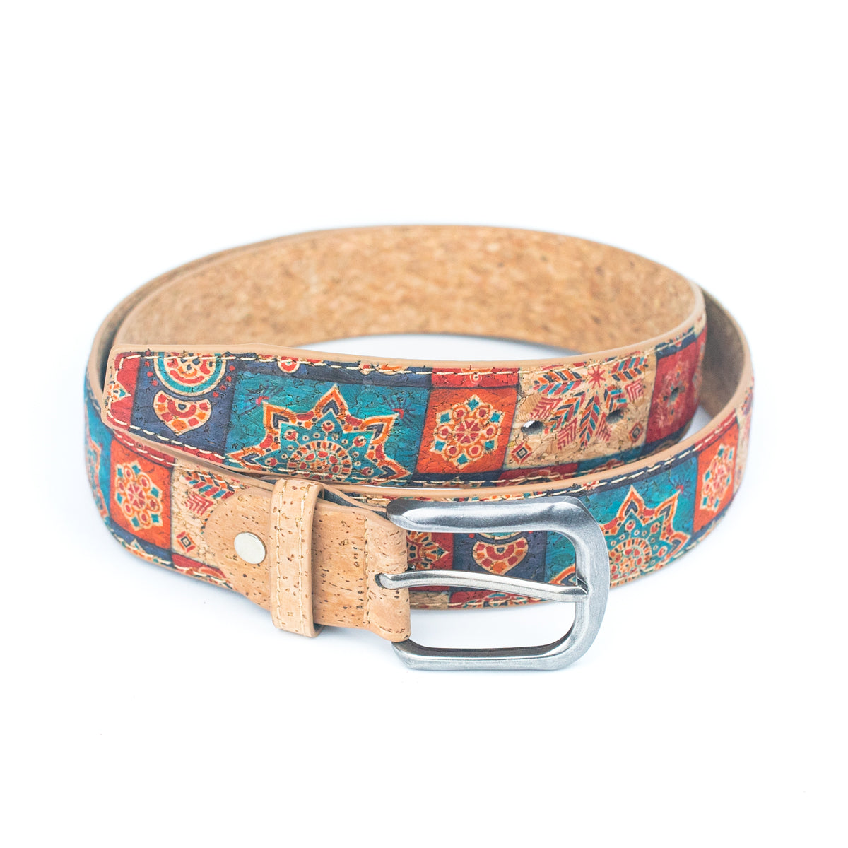 Cinto de Cortiça com Estampado Floral MB Cork L-1028 para Mulher – 3,3 cm