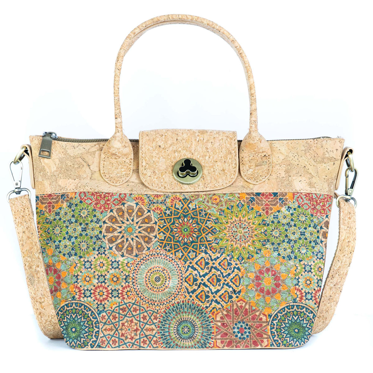 Mala de Mão de Cortiça com Padrão de Azulejo MB Cork BAGD-611