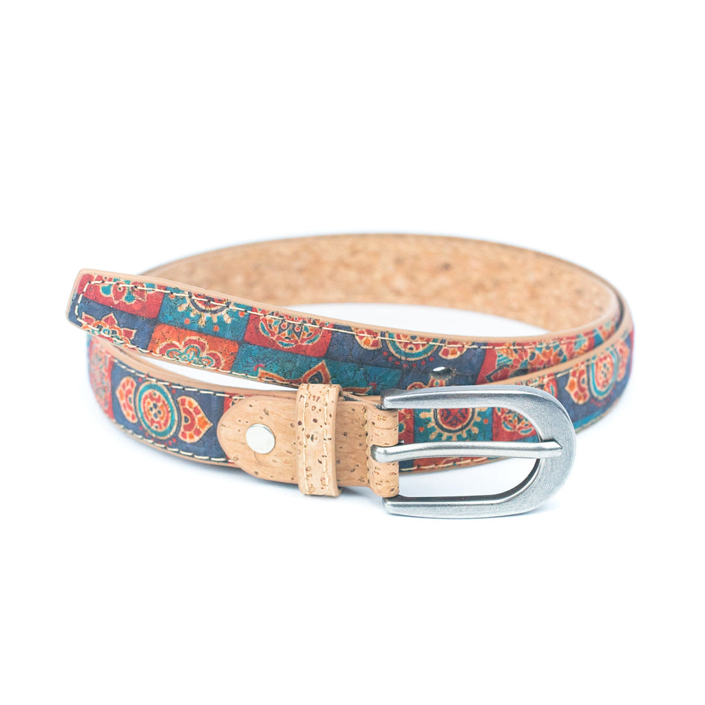 Cinto de Cortiça com Estampado Floral MB Cork L-1026 para Mulher – 2,8 cm