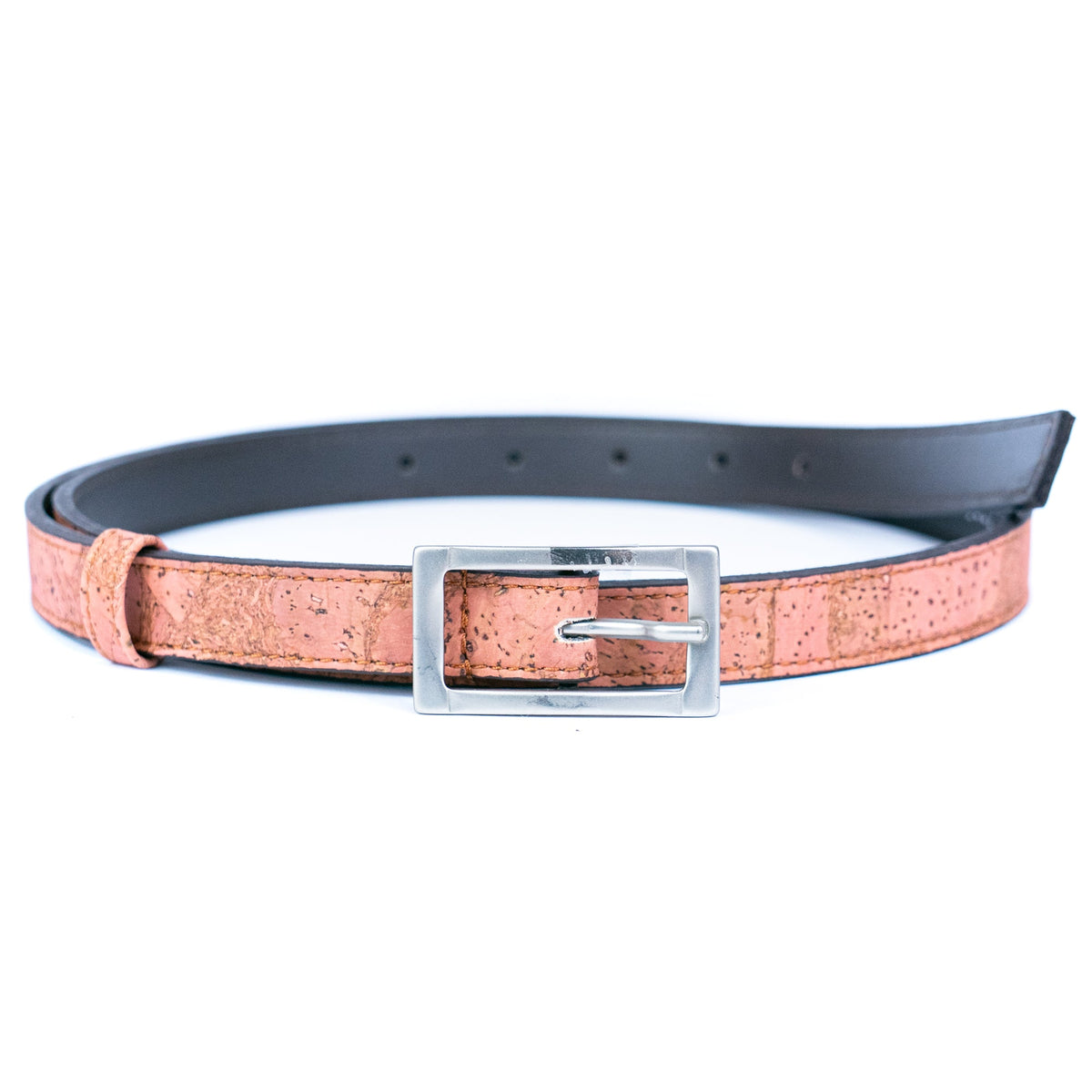 Cinto Fino de Cortiça com Fivela Retangular MB Cork L-1106 para Mulher