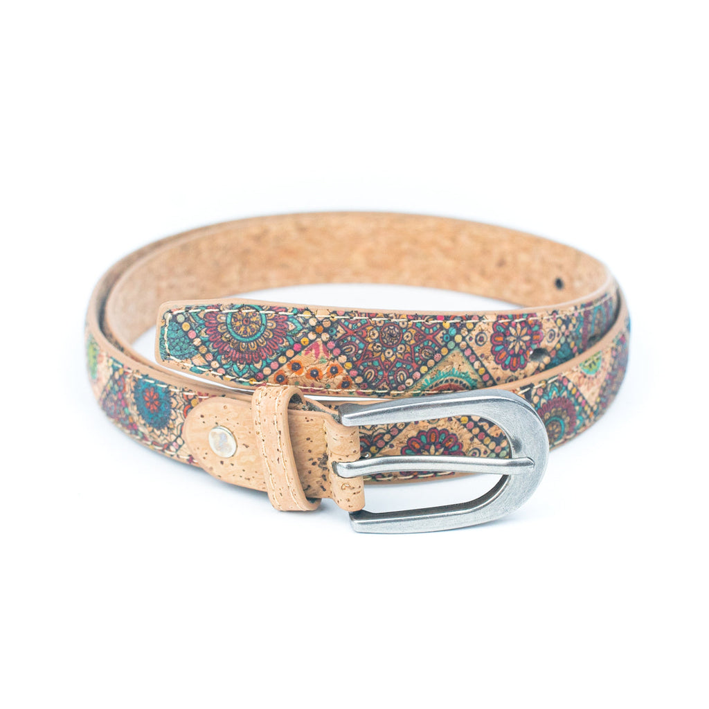Cinto de Cortiça com Estampado Floral MB Cork L-1026 para Mulher – 2,8 cm