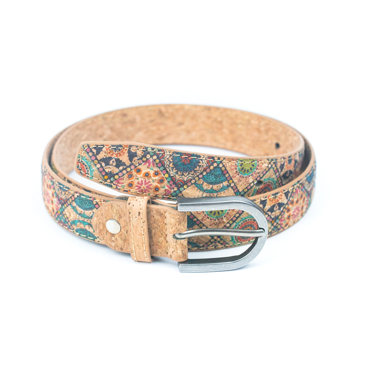 Cinto de Cortiça com Estampado Floral MB Cork L-1027 para Mulher – 2,8 cm