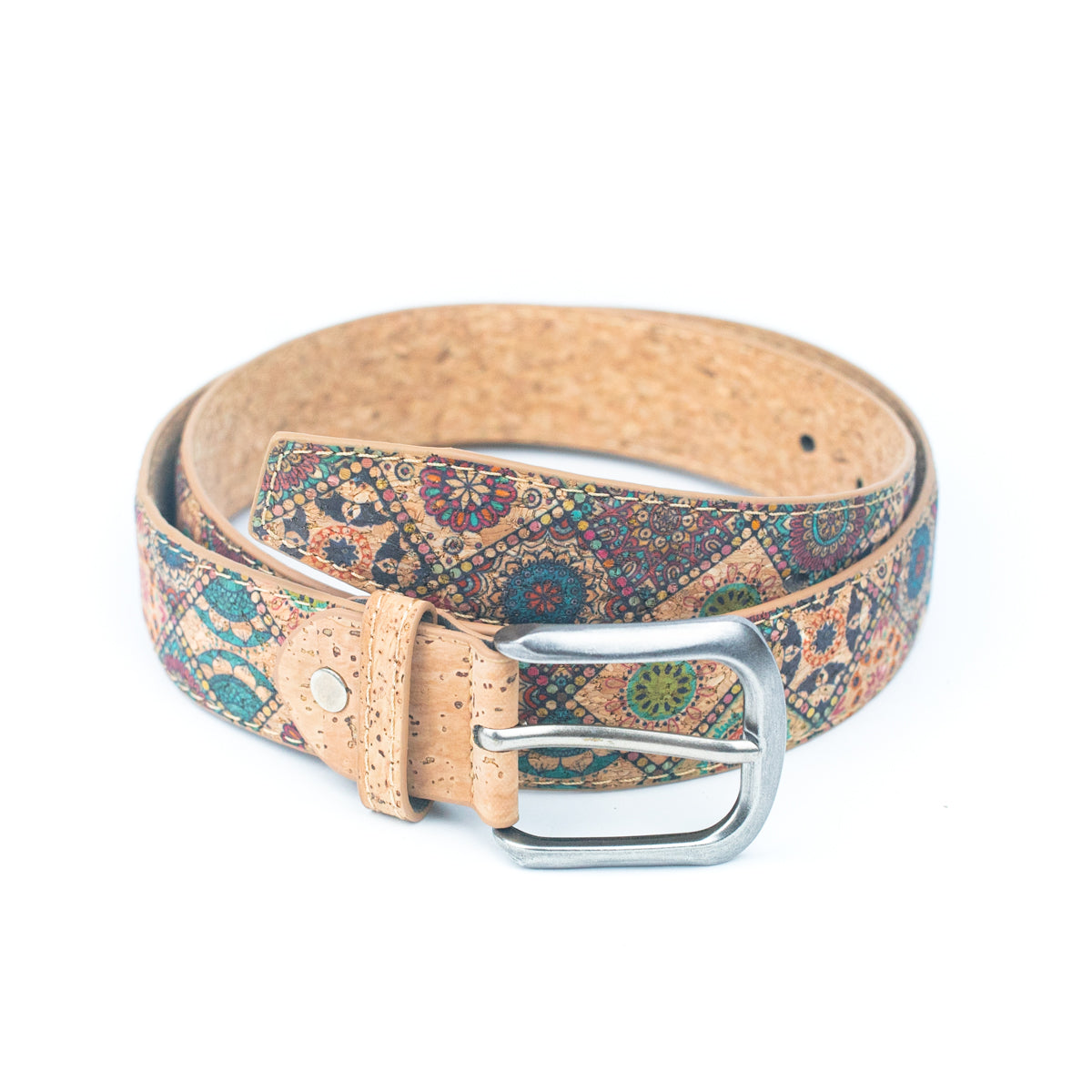 Cinto de Cortiça com Estampado Floral MB Cork L-1028 para Mulher – 3,3 cm
