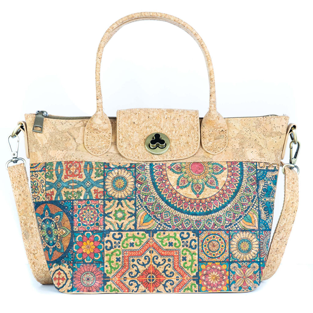 Mala de Mão de Cortiça com Padrão de Azulejo MB Cork BAGD-611