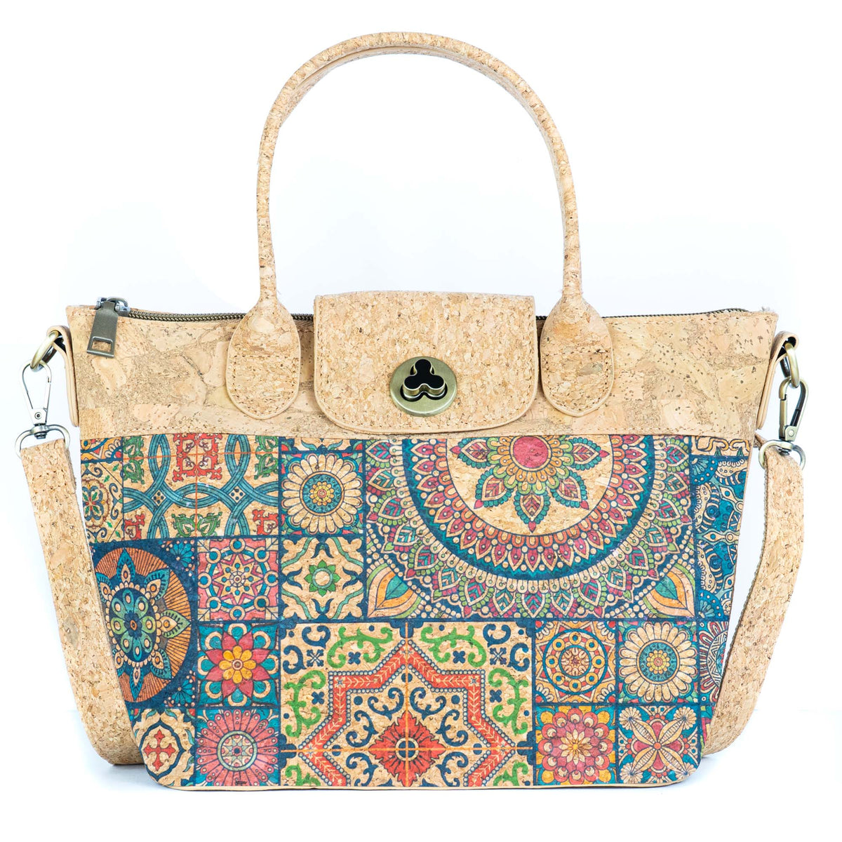 Mala de Mão de Cortiça com Padrão de Azulejo MB Cork BAGD-611