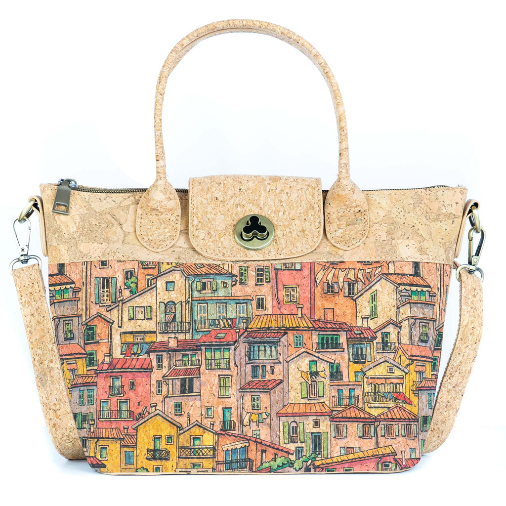 Mala de Mão de Cortiça com Padrão de Azulejo MB Cork BAGD-611