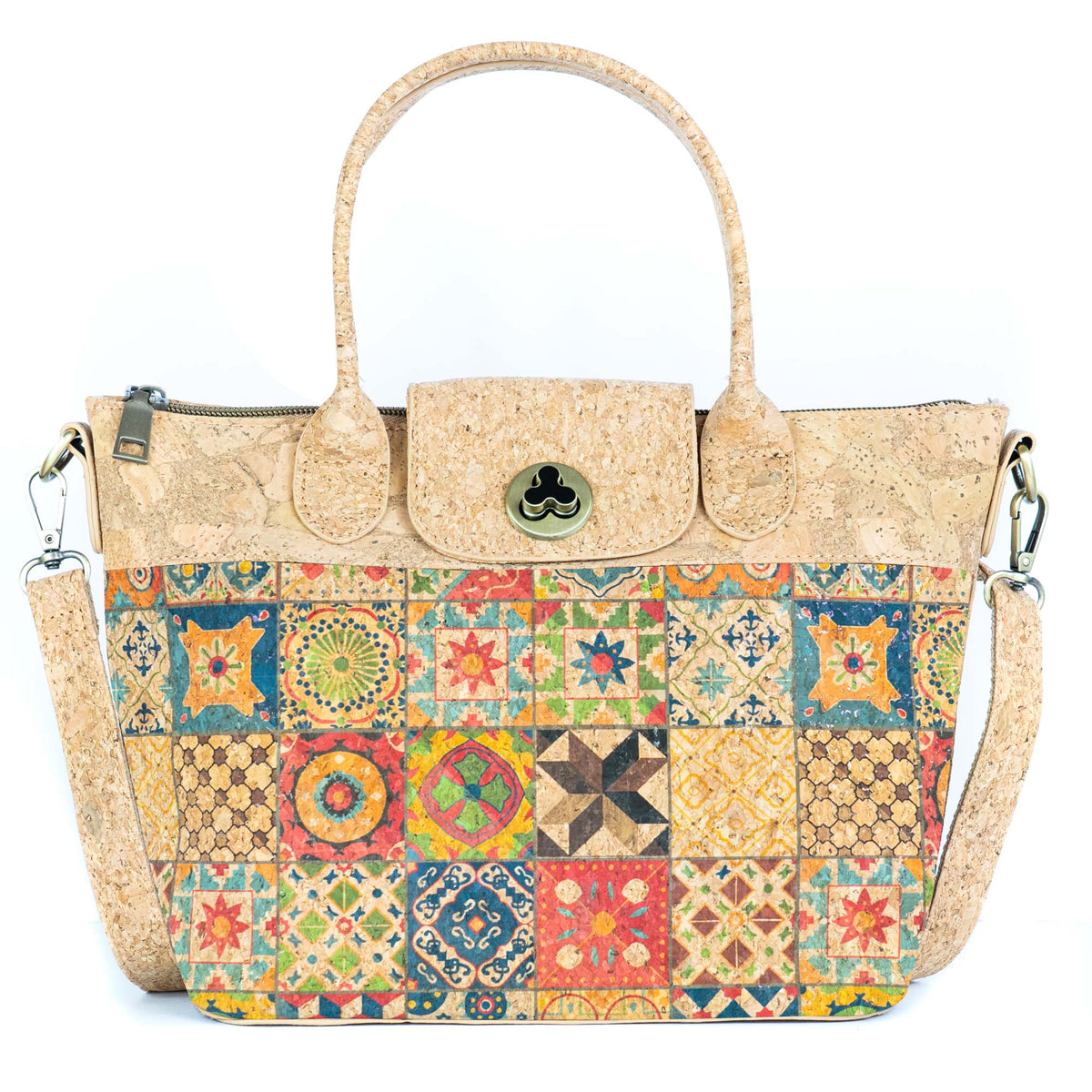 Mala de Mão de Cortiça com Padrão de Azulejo MB Cork BAGD-611
