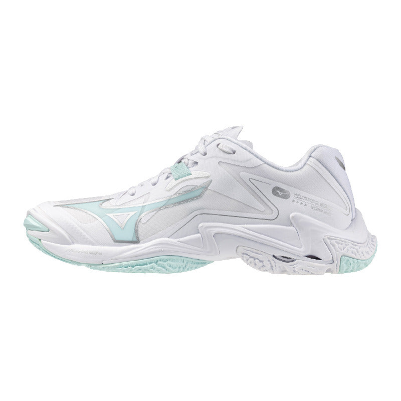 Sapatilhas de Voleibol Mizuno Wave Lightning para Mulher – Branco e Verde-água