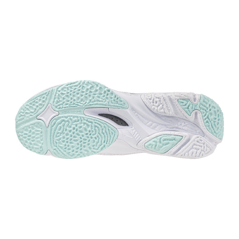 Sapatilhas de Voleibol Mizuno Wave Lightning para Mulher – Branco e Verde-água