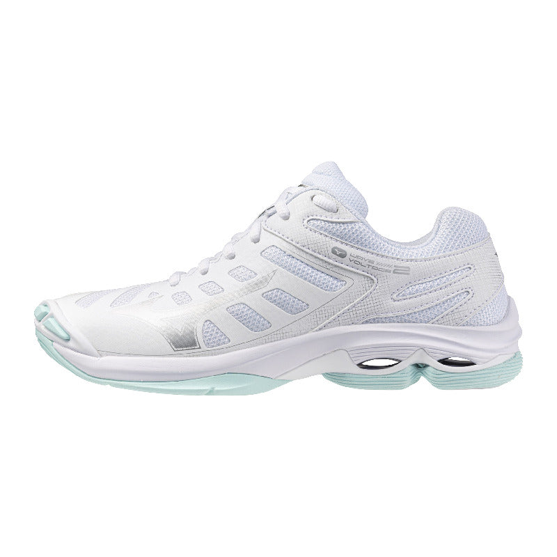 Sapatilhas de Voleibol Mizuno Wave Voltage para Mulher – Branco e Verde-água