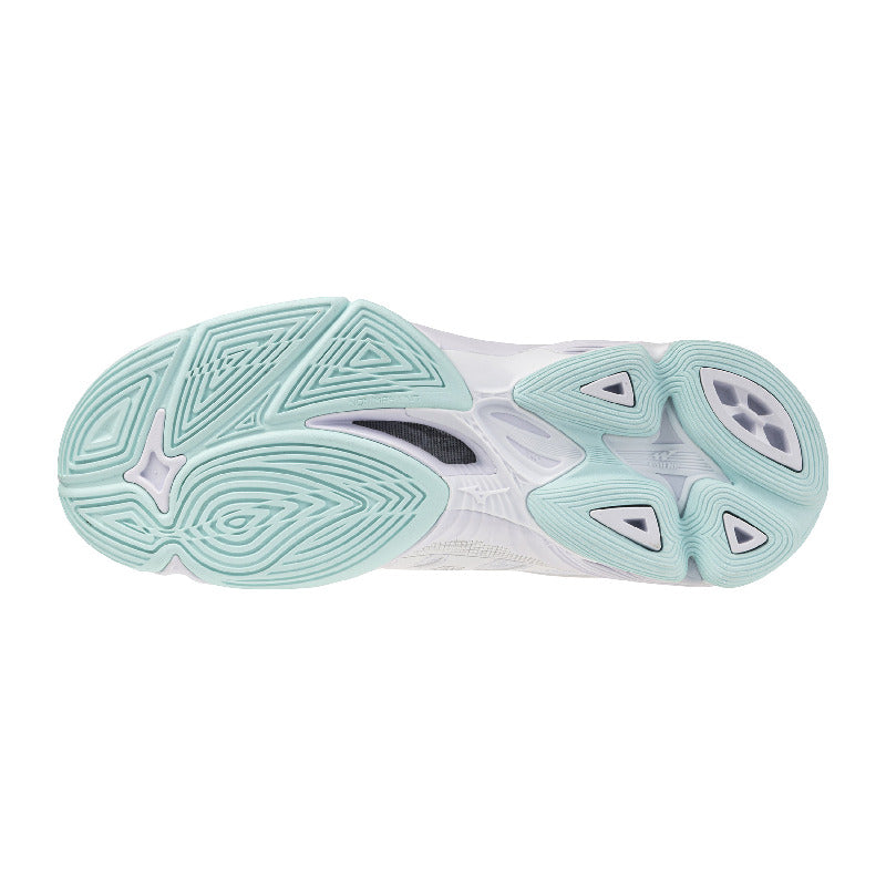 Sapatilhas de Voleibol Mizuno Wave Voltage para Mulher – Branco e Verde-água