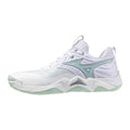 Sapatilhas de Voleibol Mizuno Wave Momentum Elite para Mulher – Branco e Verde-água