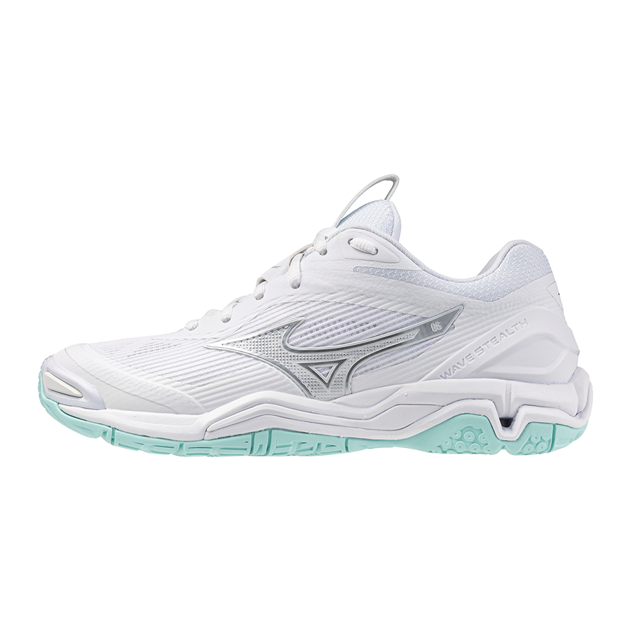 Sapatilhas de Andebol Mizuno Wave Stealth 6 para Mulher – Branco e Verde-água