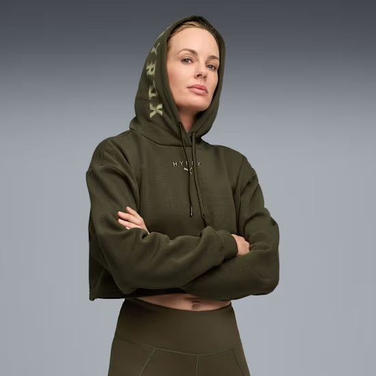 Sweatshirt Curta com Capuz Puma x HYROX para Mulher – Verde-escuro