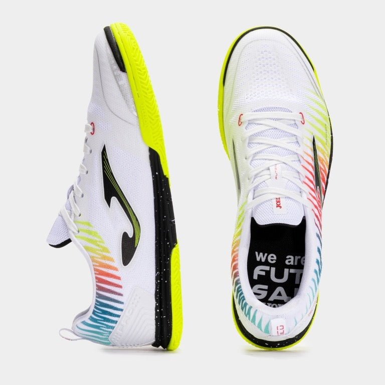 Sapatilhas de Futsal Joma Tactico – Branco, Rosa e Amarelo