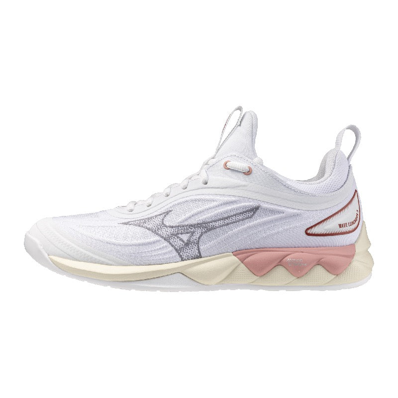 Sapatilhas de Voleibol Mizuno Wave Luminous para Mulher – Branco e Rosa