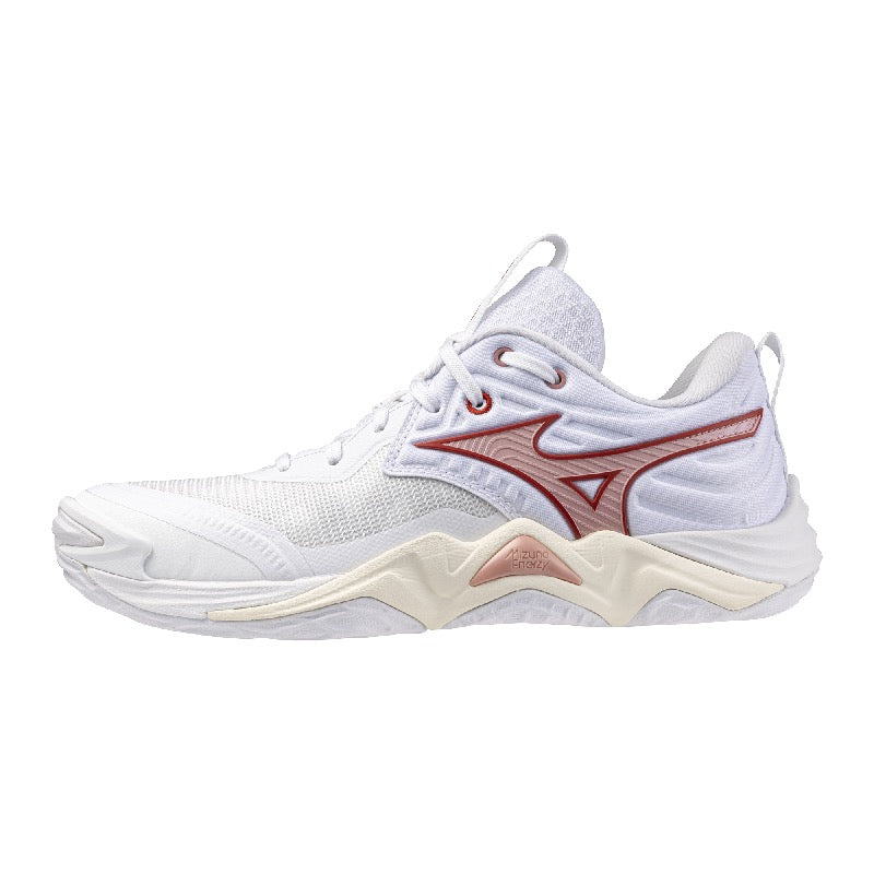 Sapatilhas de Voleibol Mizuno Wave Momentum Elite para Mulher – Branco e Rosa