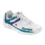 Sapatilhas de Andebol Kempa Wing 2.0 para Mulher – Branco e Azul-petróleo