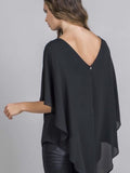 Blusa com Decote em V nas Costas – Preto
