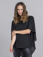 Blusa com Decote em V nas Costas – Preto