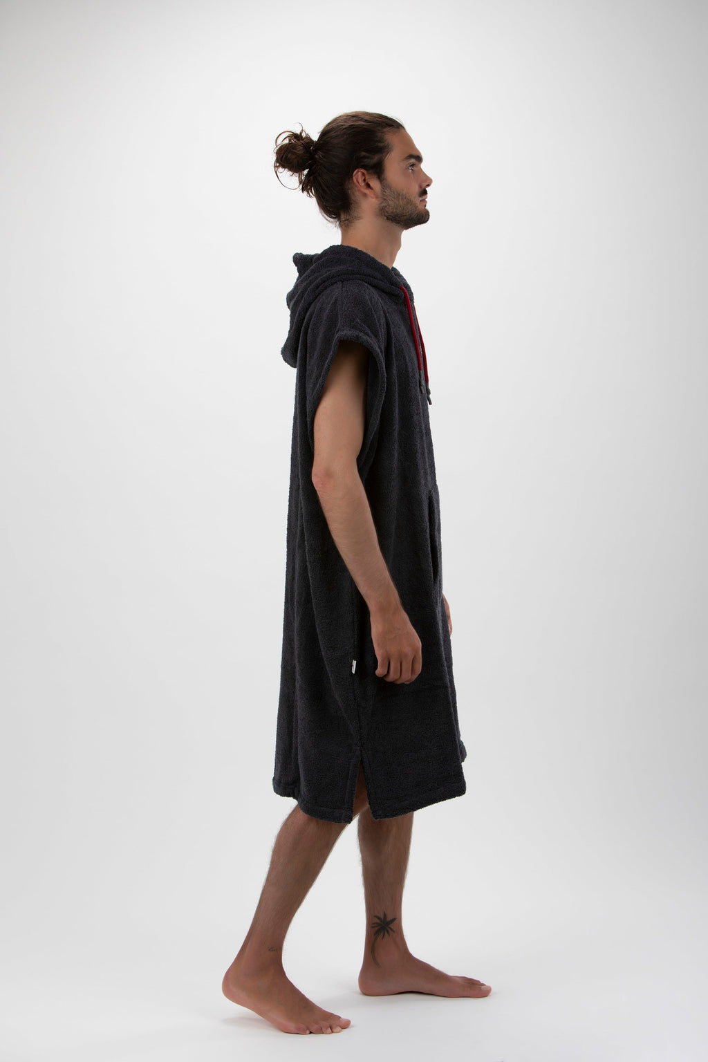 Poncho de Surf Pacifique Sud em Algodão sem Mangas – Cinzento-escuro, Tamanho L