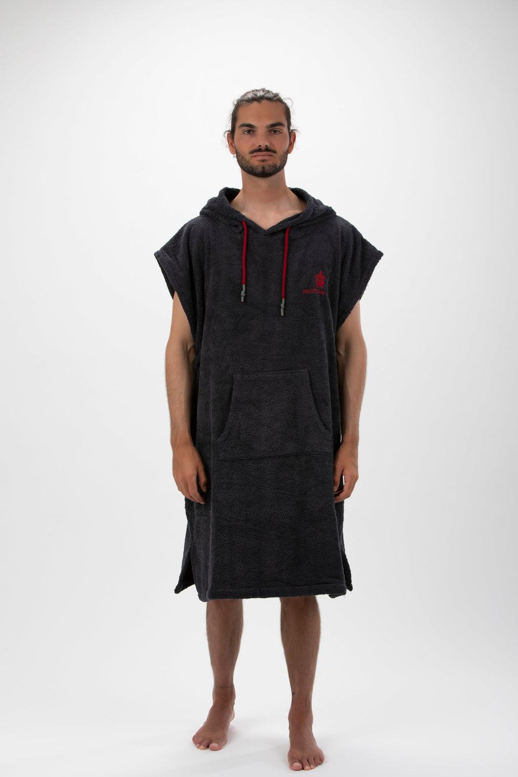 Poncho de Surf Pacifique Sud em Algodão sem Mangas – Cinzento-escuro, Tamanho L
