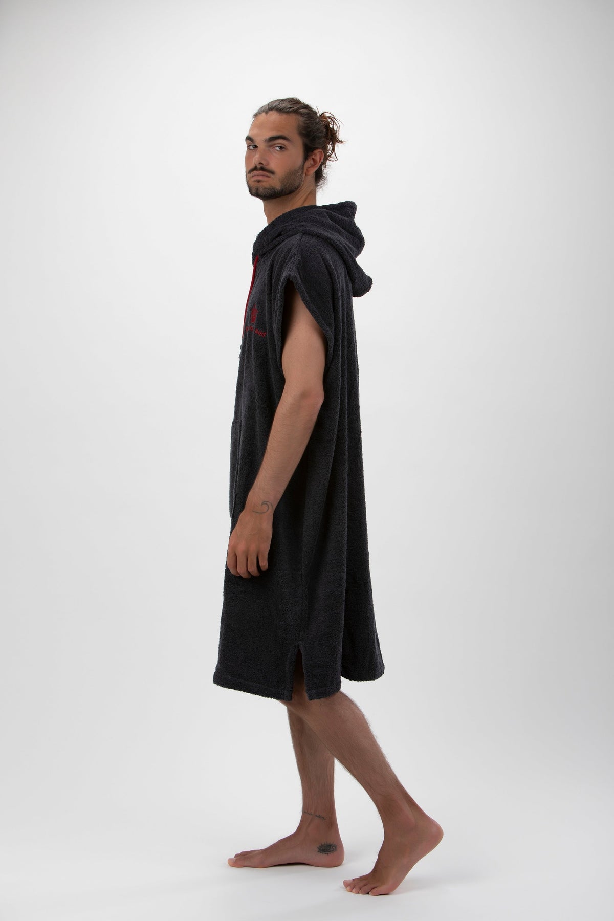 Poncho de Surf Pacifique Sud em Algodão sem Mangas – Cinzento-escuro, Tamanho L