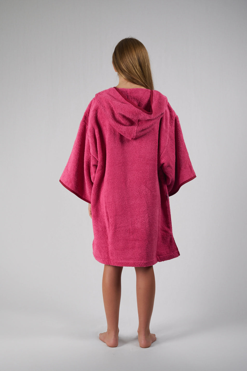 Poncho de Surf Júnior Pacifique Sud em Algodão com Mangas – Rosa