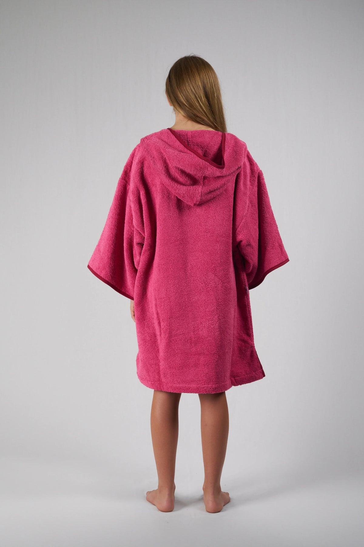 Poncho de Surf Júnior Pacifique Sud em Algodão com Mangas – Rosa