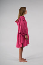 Poncho de Surf Júnior Pacifique Sud em Algodão com Mangas – Rosa