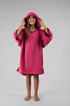 Poncho de Surf Júnior Pacifique Sud em Algodão com Mangas – Rosa