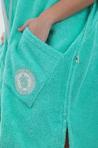 Poncho de Surf Pacifique Sud em Algodão sem Mangas com Fecho – Verde, Tamanho Único