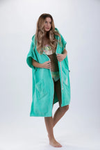 Poncho de Surf Pacifique Sud em Algodão sem Mangas com Fecho – Verde, Tamanho Único