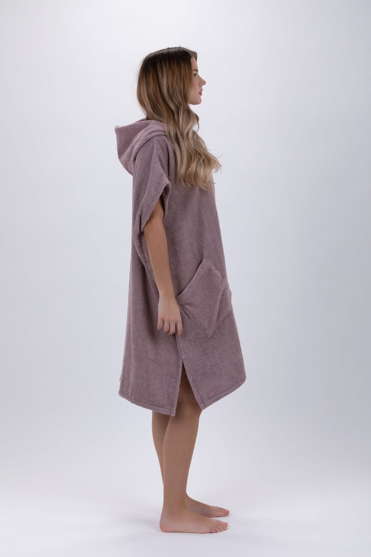 Poncho de Surf Pacifique Sud em Algodão sem Mangas com Fecho – Castanho-claro, Tamanho Único