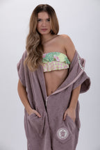 Poncho de Surf Pacifique Sud em Algodão sem Mangas com Fecho – Castanho-claro, Tamanho Único