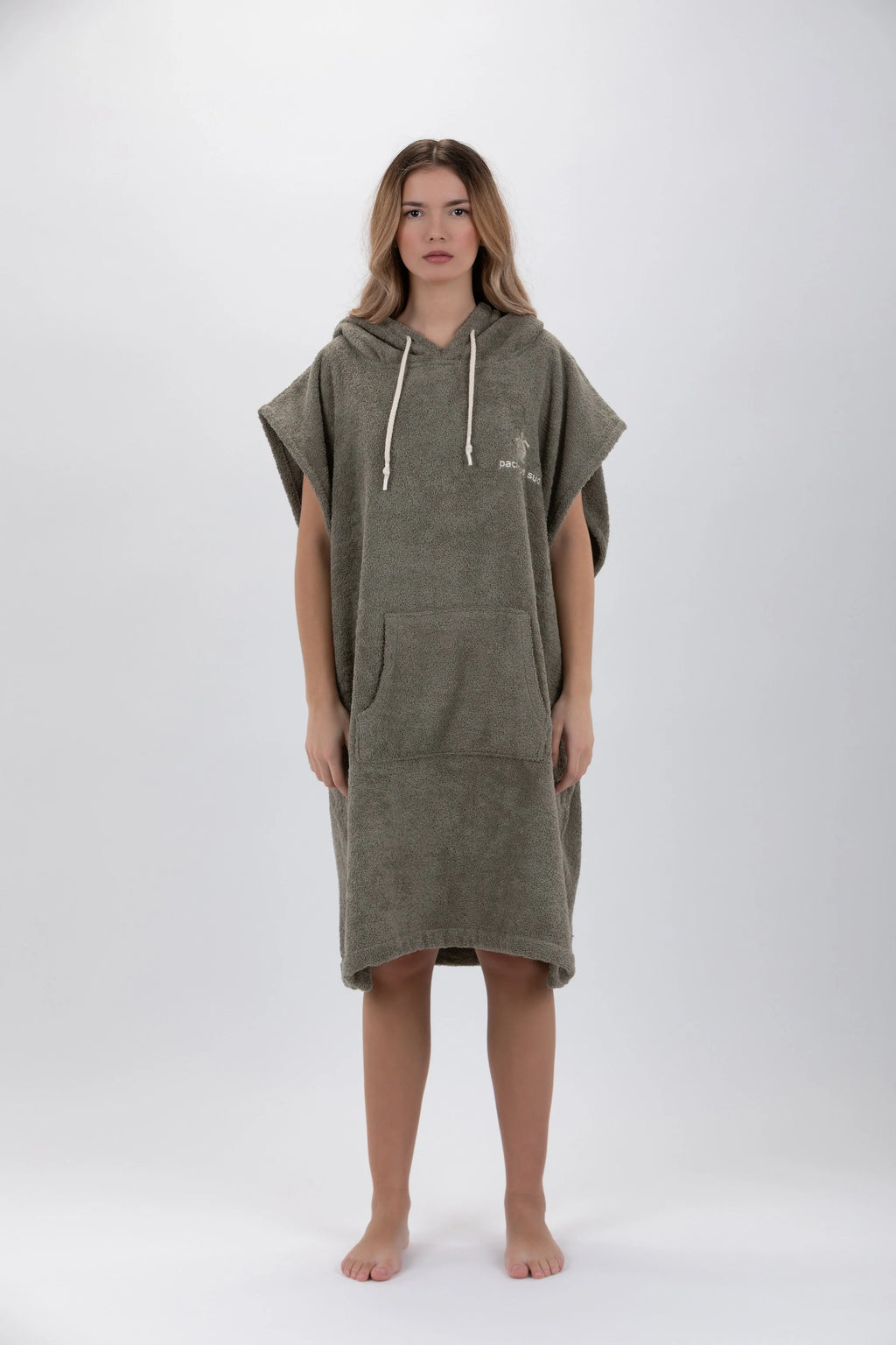 Poncho de Surf Pacifique Sud em Algodão sem Mangas – Verde, Tamanho M