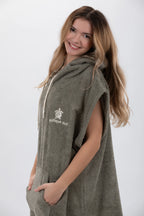 Poncho de Surf Pacifique Sud em Algodão sem Mangas – Verde, Tamanho M