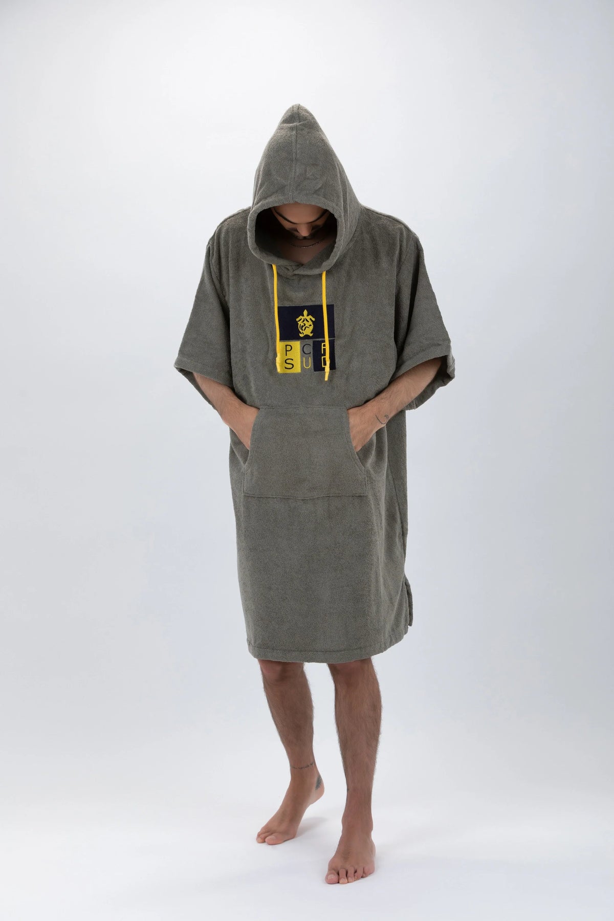 Poncho de Surf Pacifique Sud em Algodão com Mangas – Verde, Tamanho Único