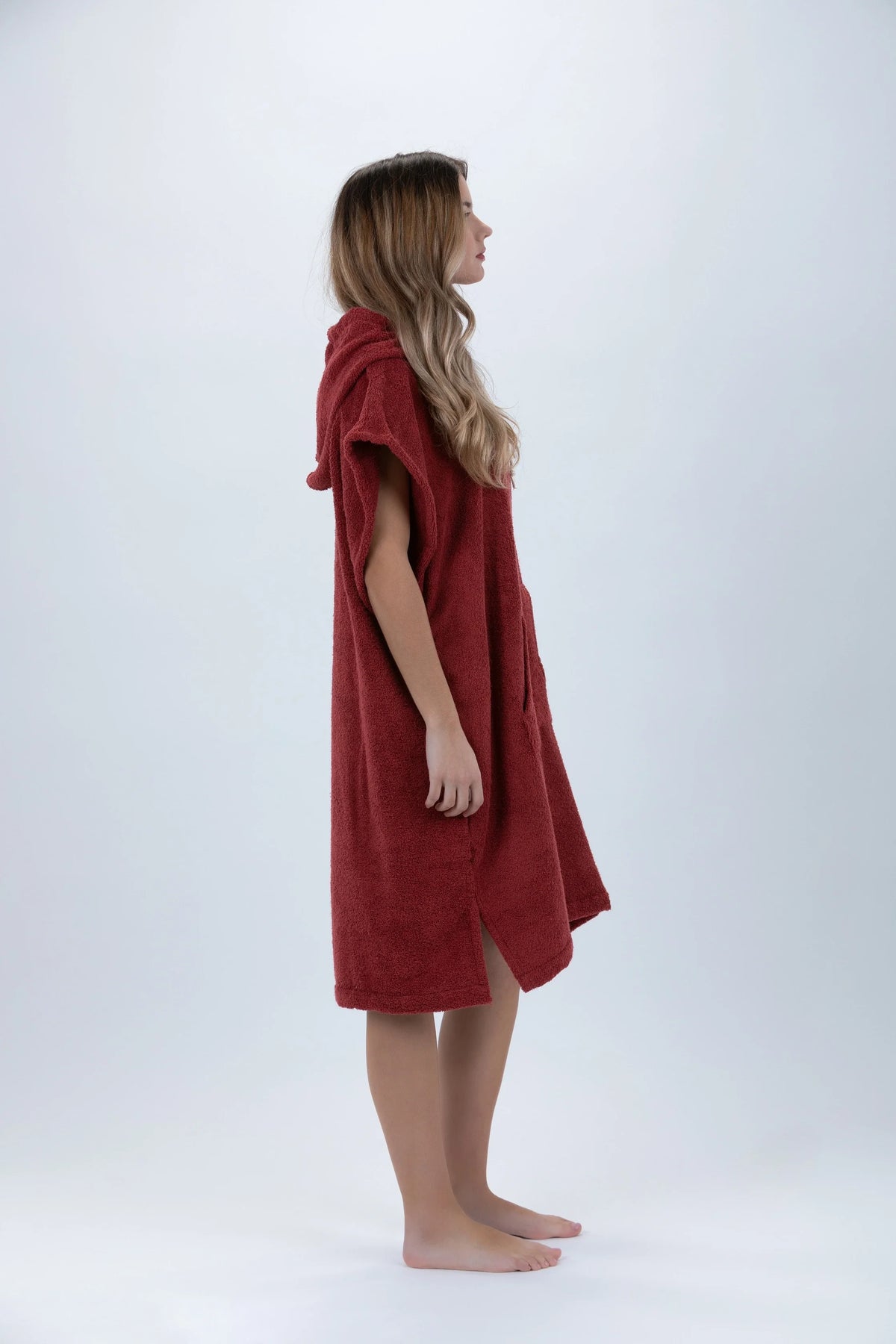 Poncho de Surf Pacifique Sud em Algodão sem Mangas – Bordô, Tamanho M