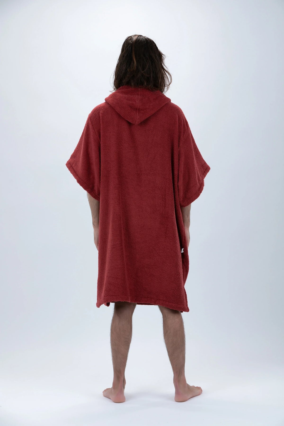 Poncho de Surf Pacifique Sud em Algodão com Mangas – Bordô, Tamanho Único