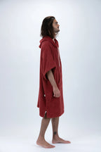 Poncho de Surf Pacifique Sud em Algodão com Mangas – Bordô, Tamanho Único
